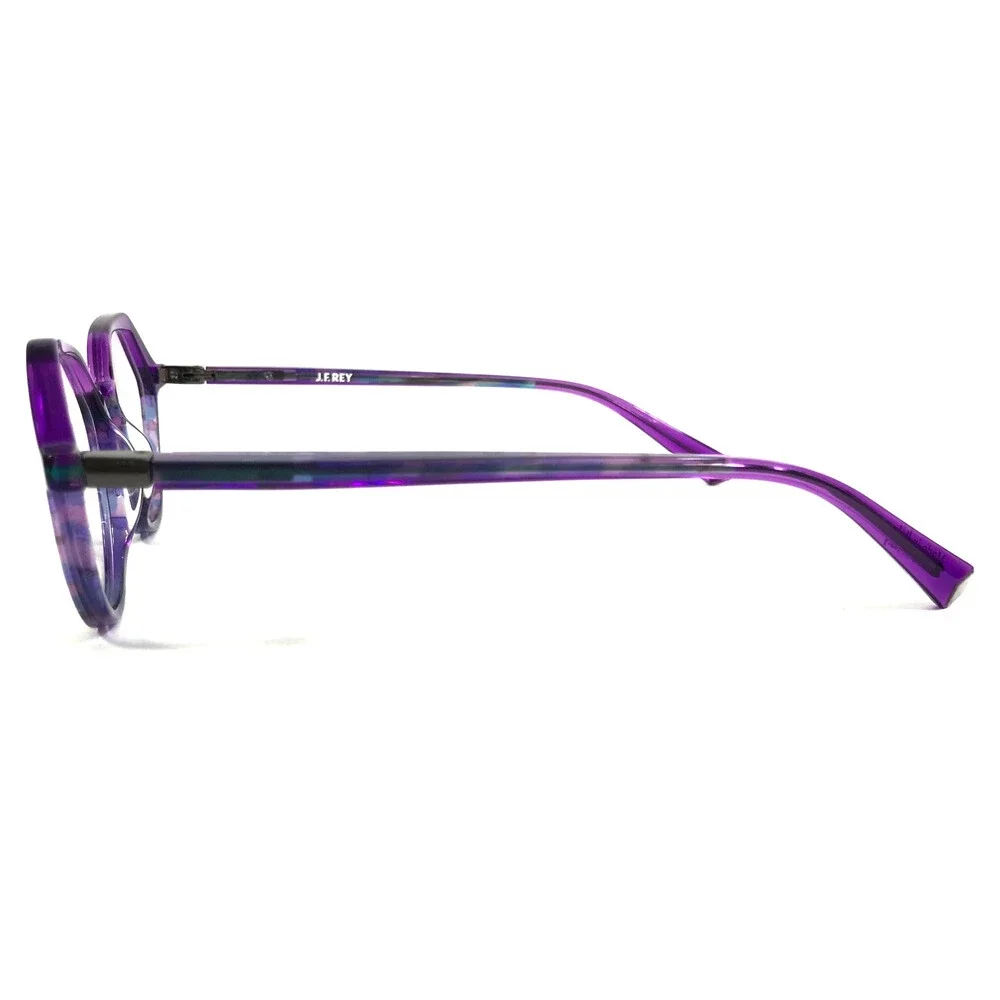 J. F. Rey Eyeglasses Frames JF1519 7022 Shiny Purple Round Full Rim 50-16-143